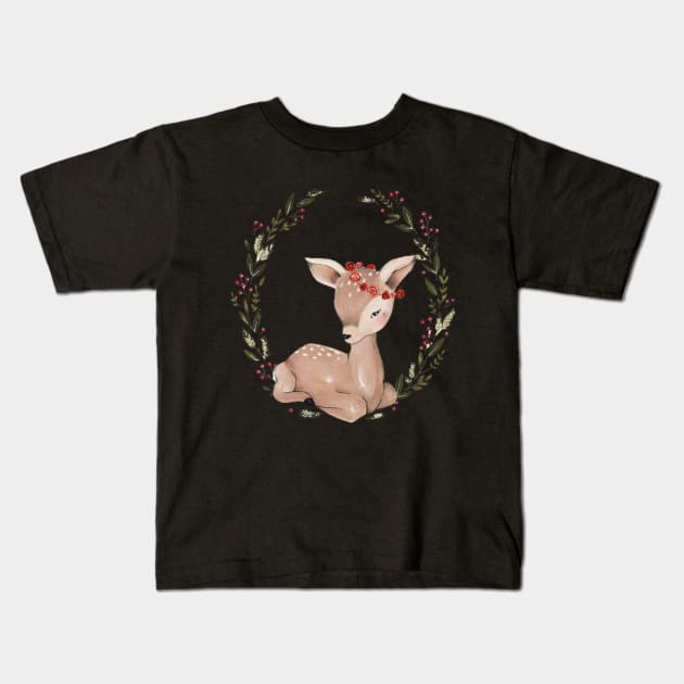 Cute Deer Kids T-Shirt by NotUrOrdinaryDesign